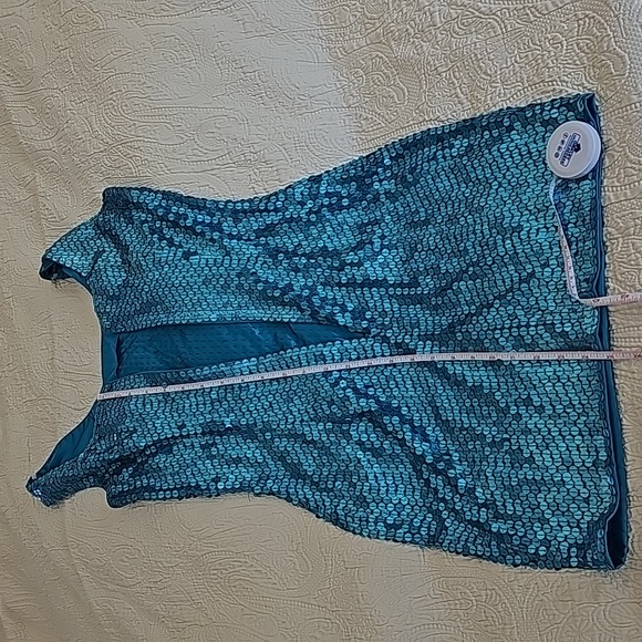 Adrianna Papell evening  turquoise Blue Sequin Mini Dress size  8 - Picture 6 of 16